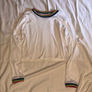 White long sleeve with rainbow collar